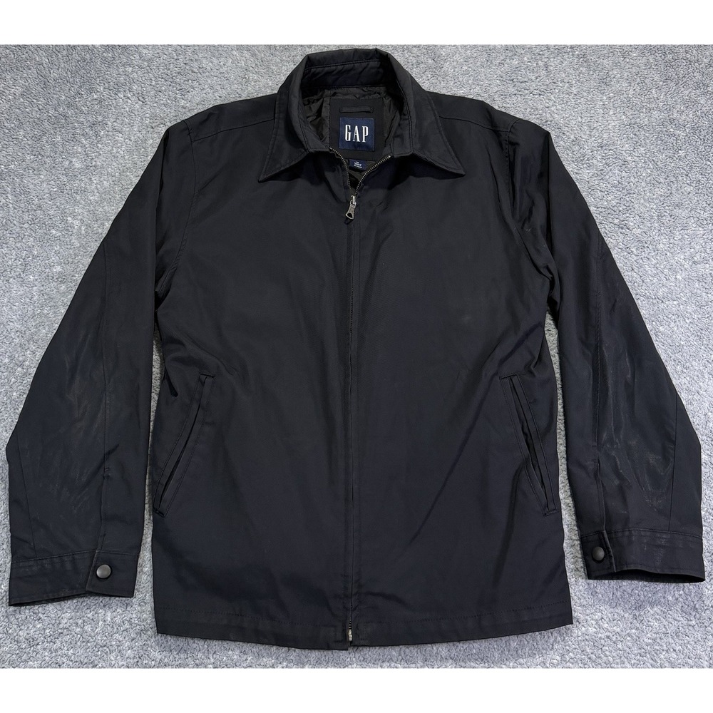 VTG Gap Nylon Cotton Men's M Full Zip Jacket Y2K Black Harrington Made In Korea